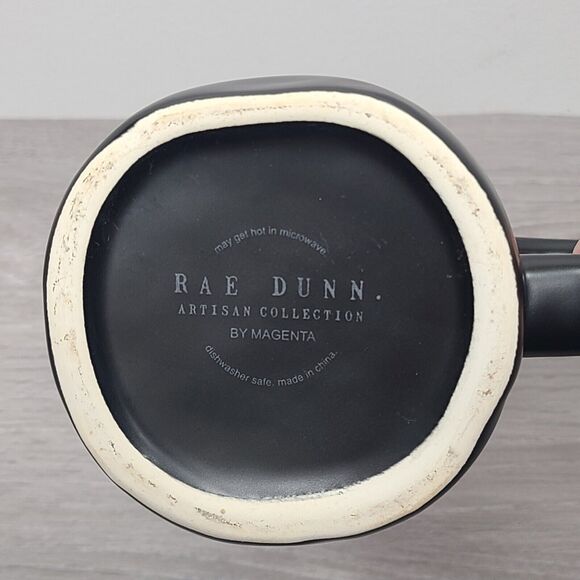 Rae Dunn by Magenta Halloween Black Mug Orange Trick Treat Interior - Picture 4 of 4